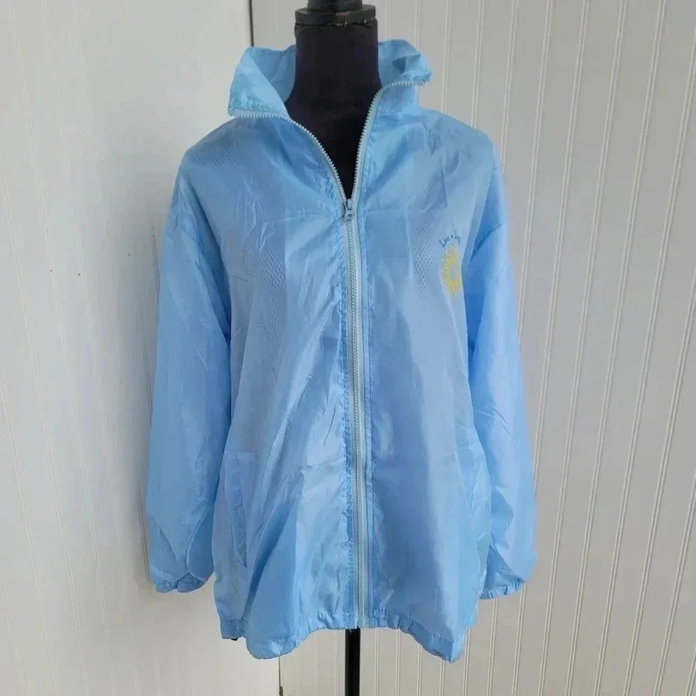 NWOT Women's Windbreaker Jacket Zip Up Live Laugh Love XL